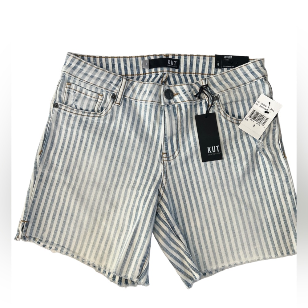 Kut from the Kloth Sophia Blue White Striped Short - Picture 9 of 10
